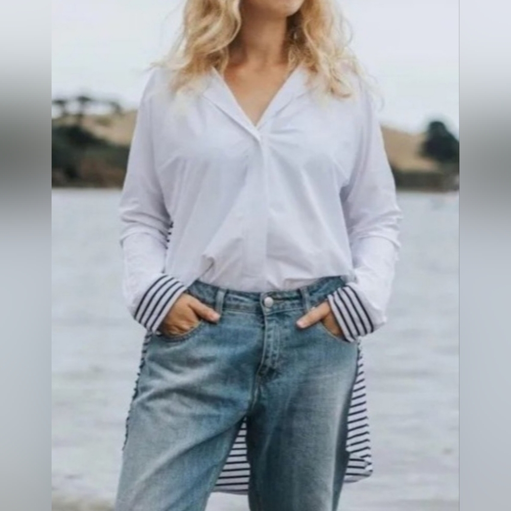 Aday Something Borrowed Ivory Snap Button Down Wi… - image 3